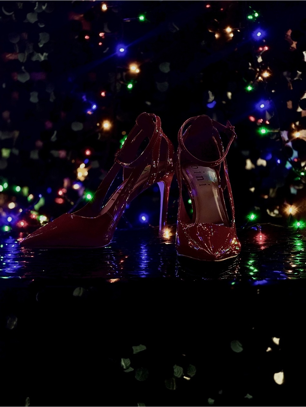 Gianni Bini Red Patent Stiletto Pumps with Ankle Strap